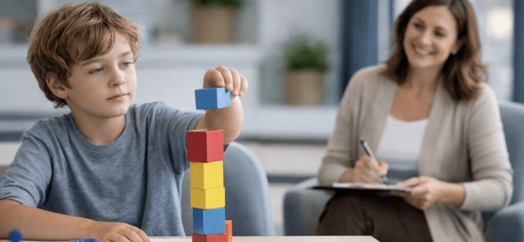 Child completing ADHD assessment
